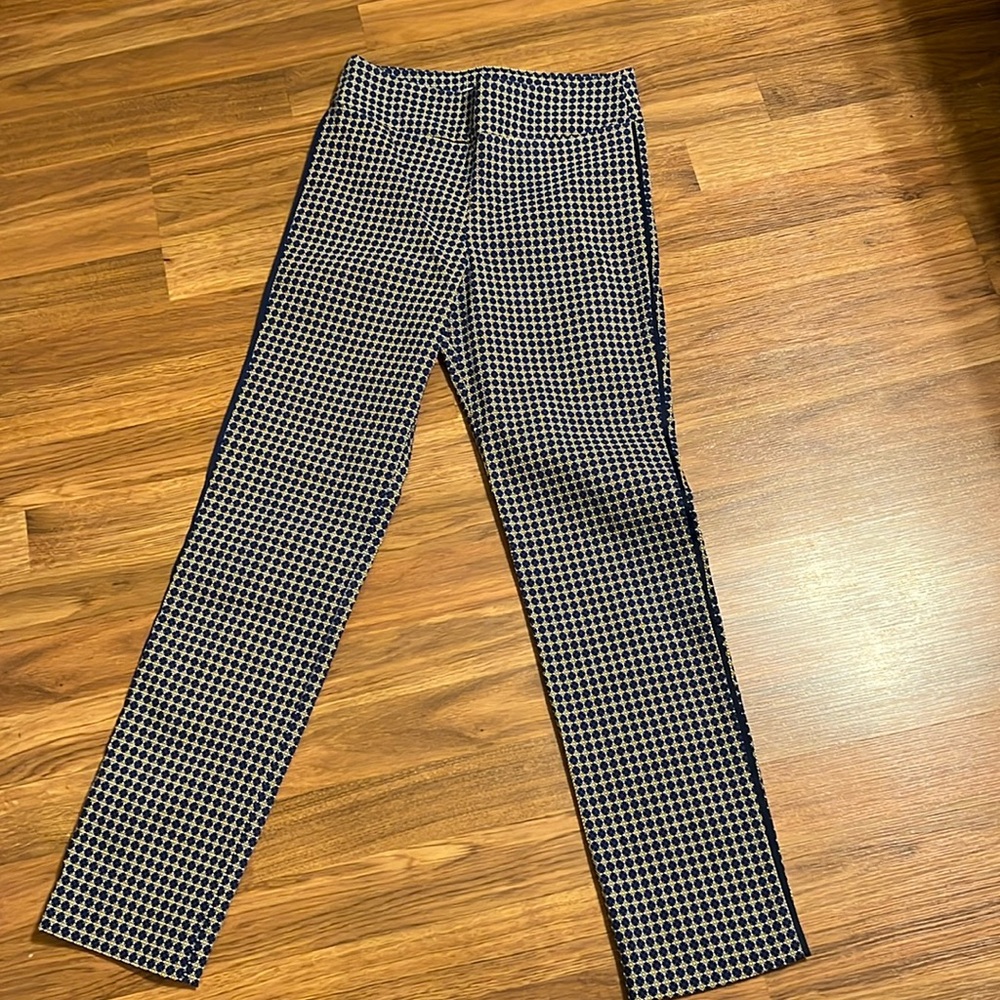 Margaret M Lucie printed trim detail straight leg pant.